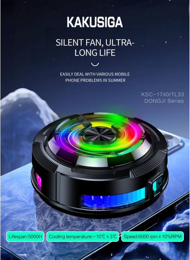 KAKUSIGA Kaksuiga Magnetic Mobile Cooling Fan for Gaming – Semiconductor Phone Cooler with Clip for Non-Magnetic Phones, Fast Heat Dissipation Radiator for PUBG, iPhone 12/13 Series, iOS, Android, iPad & Tablet, Low Noise Portable Smartphone Cooler - Image 2